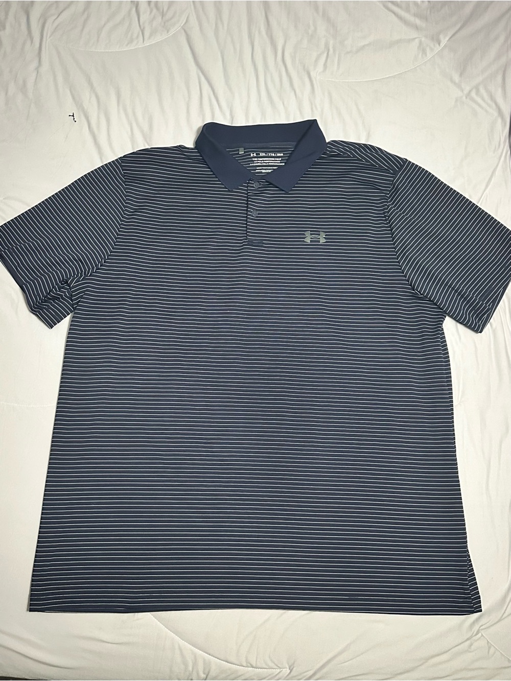 Under Armour Men’s Navy and White Striped Polo